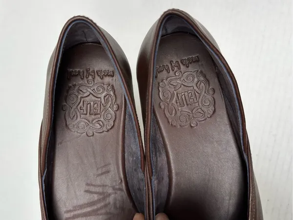 Bali ELF Made by Hand Brown Leather Ballet Flats D’Orsay Slip On Shoes Sz 6 - Image 3