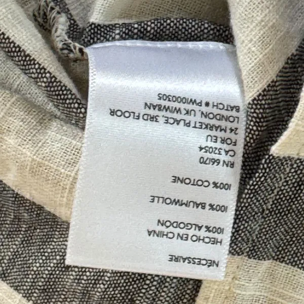 Ecote Wrap Top Black Ivory Stripe Cotton Tie Waist‎ Short Sleeve S Boho - Image 5