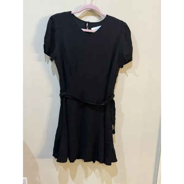 Polo Ralph Lauren Dress Womens Size 8 Black Lined Short Puff Sleeve Wool Blend - Image 4