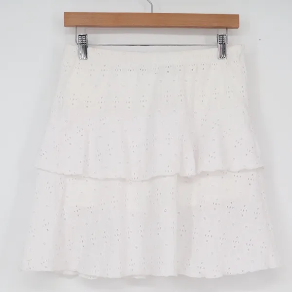 Gitane Skort Womens M CJ2 White Eyelet Lace Tiered Ruffle Stretch Pocket Good - Image 6