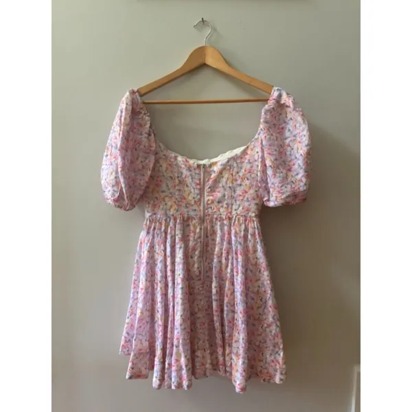 Bardot XS Floral Corset Mini Dress Puff Sleeve Cottagecore Romantic - Image 3