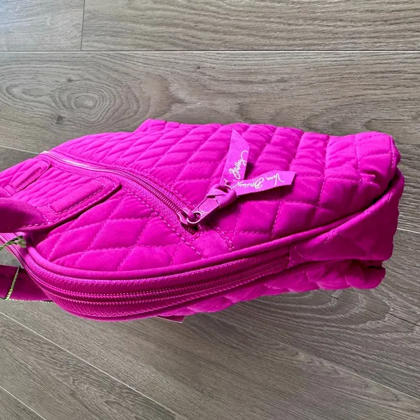 VTG Vera Bradley Zip Around Handbag Shoulder Bag Solid Magenta Quilted NEW - Image 8