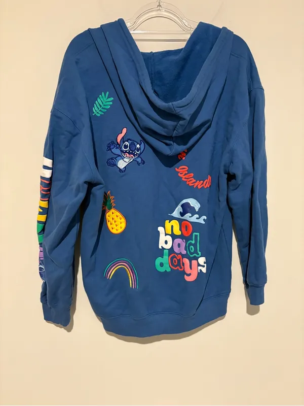 Disney Lilo & Stitch Allover‎ Print Icons Zippered Hoodie BoxLunch Blue Large - Image 2