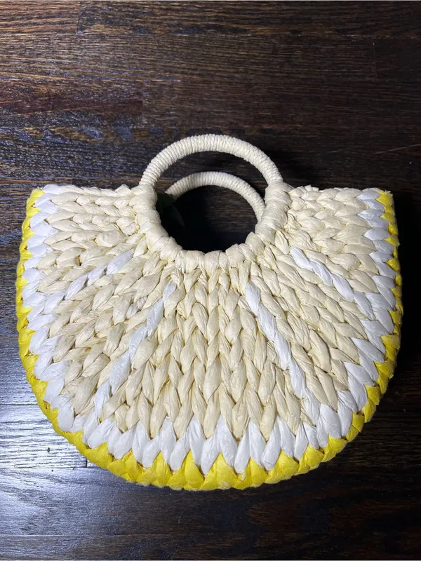 A New Day Straw Woven Lemon Tote Handbag - Image 5