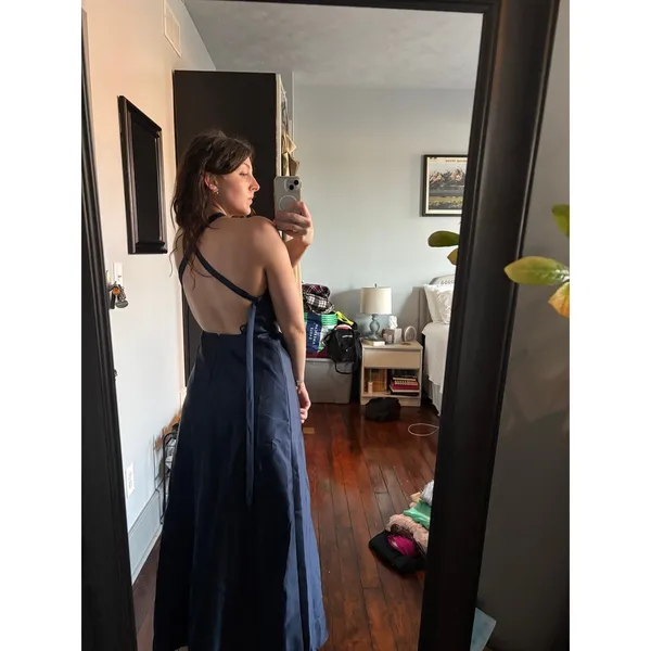 Women's Navy Blue Halter Neck Maxi Dress - Image 4