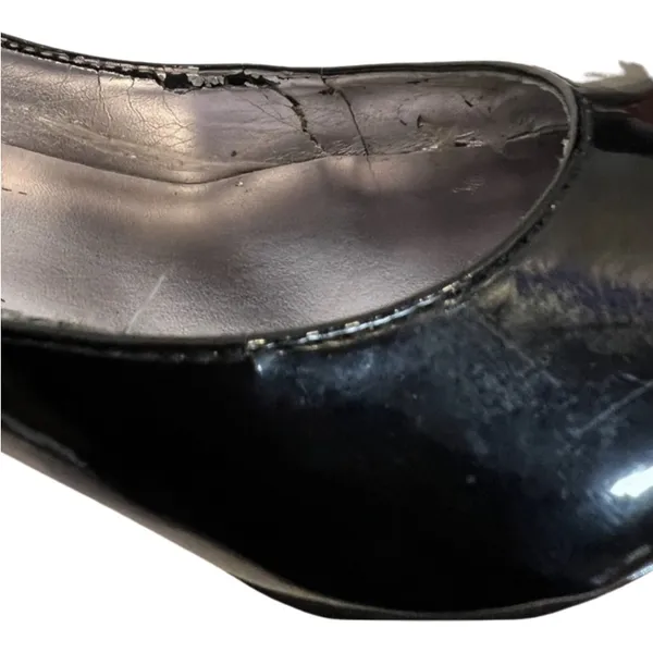 DKNYC Black Patent Pointed Toe Pump Slim Stacked Heel Pumps Stacy size 8 Office - Image 7