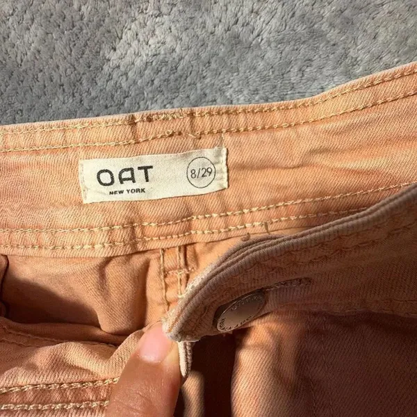 OAT New York High-Rise Wide-Leg Patch Pocket Jeans Raw Hem 8/29 Stretchy #1600 - Image 5
