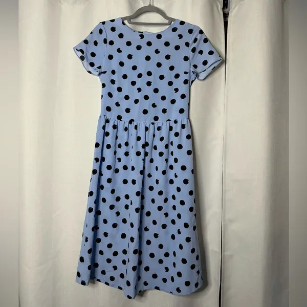 River Island Blue and Black Polka Dot Knee Length Dress Size 4 - Image 2