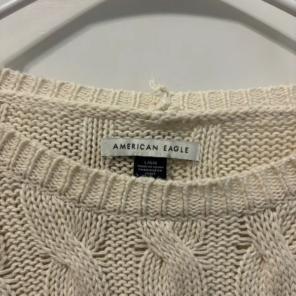 American Eagle Cropped Cable-Knit Sweater Stripe - Image 5
