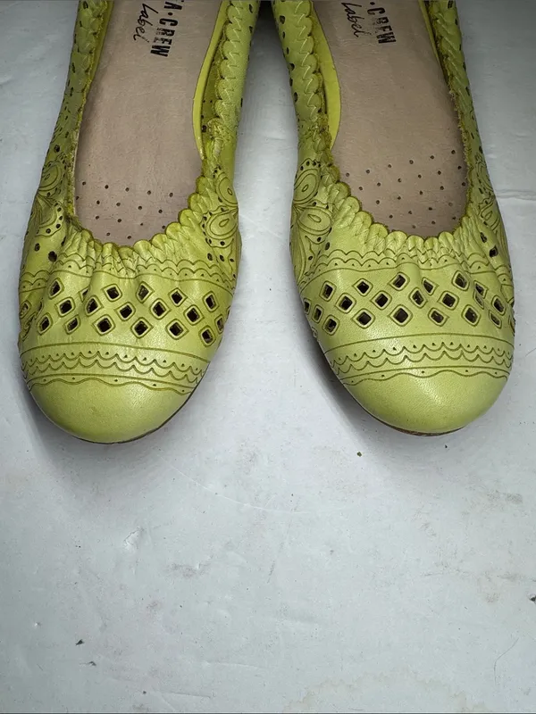 chelsea crew lime yellow green perforated ballet flats leather 9 colorful casual - Image 5