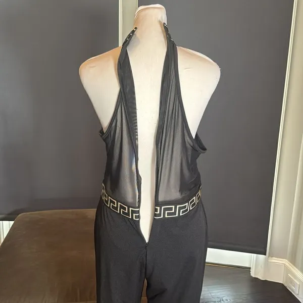 Women’s Black Halter Neck BodyCon Sleeveless Party Jumpsuit Wide Leg Size L NWOT - Image 6