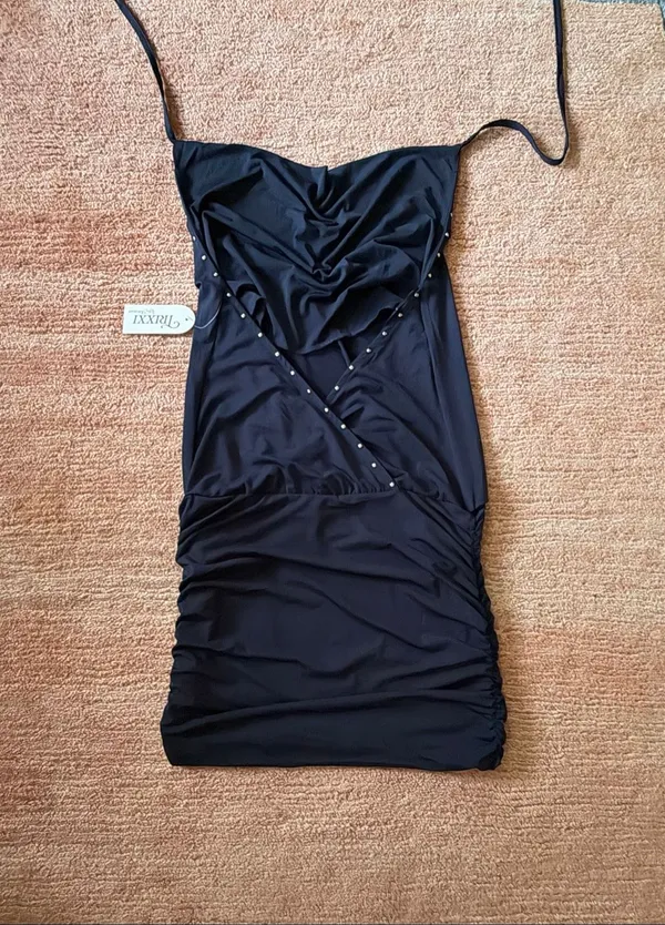 Trixxi Los Angeles Navy Blue Halter Bodycon Mini Dress Size S NWT - Image 5