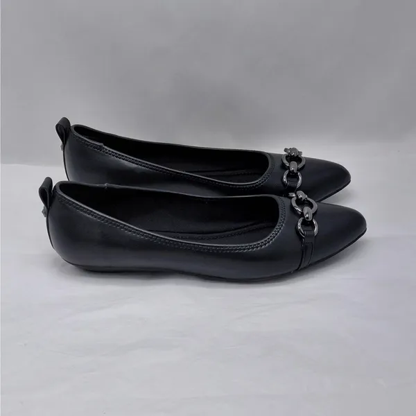 Anne Klein Womens Ballet Flats Size 8 Black Slip On Pointed Toe Shoe Office Chic - Image 3