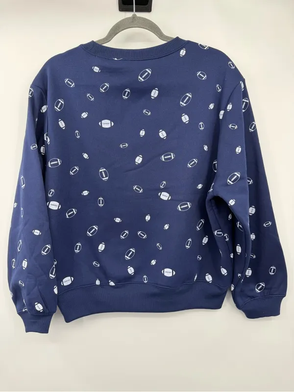 Chaser Football Print Sweatshirt Women Small Navy Blue Game Day Crewneck - Image 4