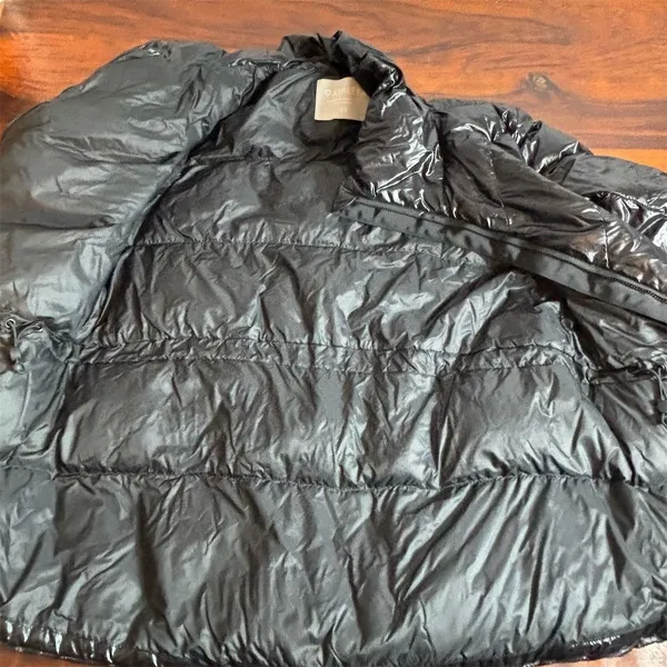 Alo Athleta‎ Puffer Jacket Womens XS Black Shiny Full Zip Quilted Rib Cuffs - Image 4