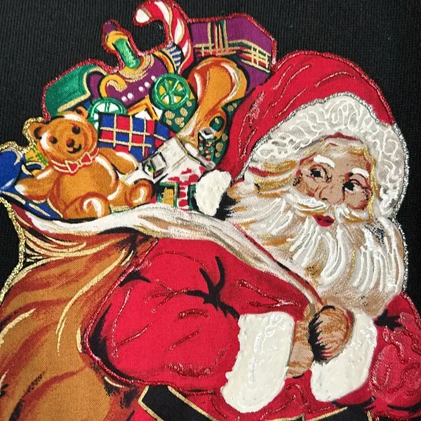 Vintage Santa Claus‎ Christmas Hanes Her Way Womens Sz X Large Black Sweatshirt - Image 3