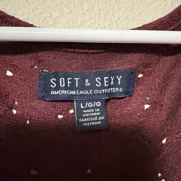 American Eagle Outfitters Maroon Long Sleeve Top - Image 2