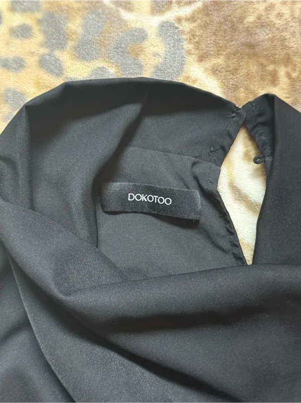 Dokotoo black satin high neck cowl neck top - Image 3
