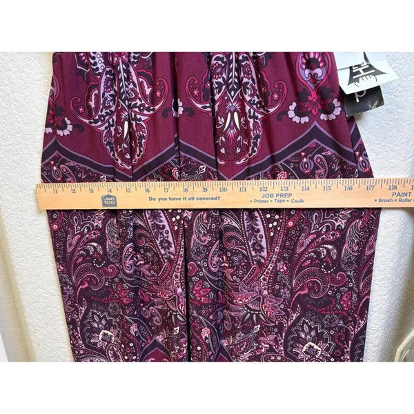 Snap Womens Paisley Halter Maxi Dress Burgundy Purple Size L NEW - Image 9