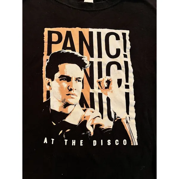 Tultex Panic At The Disco Brendon Urie T-Shirt Women's L Short Sleeve Graphic Black - Image 4