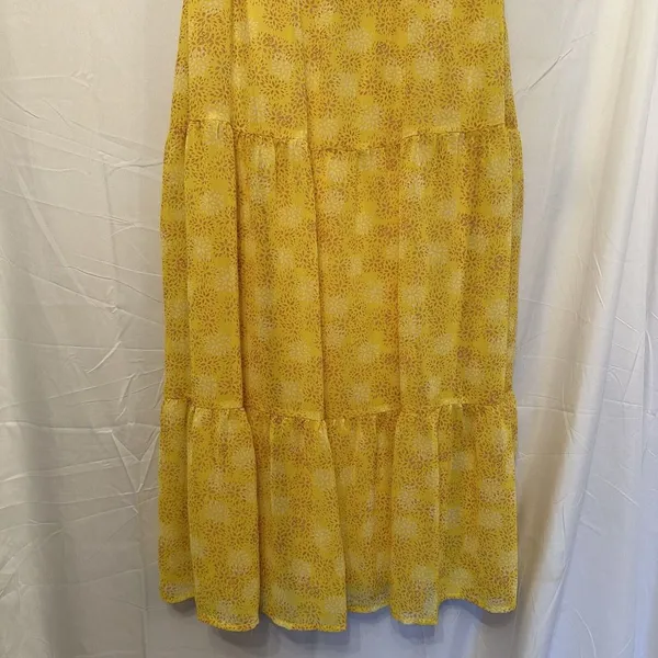 Lulu's Women's Size Medium Dressed Up Yellow‎ Patterned Tiered Midi Dress - Image 3