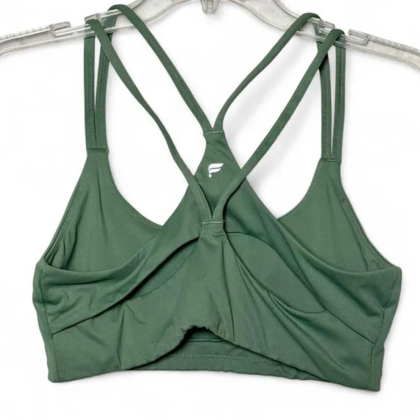 Fabletics Sage Green Strappy Sports Bra Twist Front Yoga Gym Activewear - Image 2
