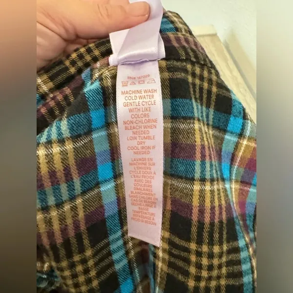 Savage X Fenty TIED UP TARTAN PJ RAW HEM SLEEP SHIRT Streetwear Comfy Medium - Image 7