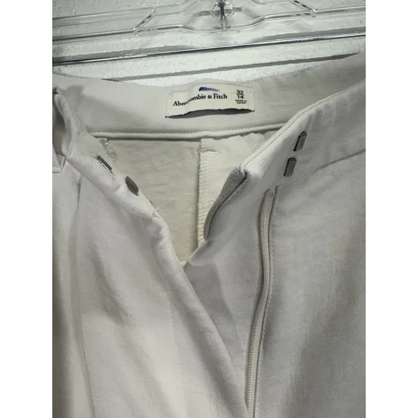 Abercrombie & Fitch Wide Leg Long Trouser Casual Pants Sz 14 High Rise Cream - Image 4