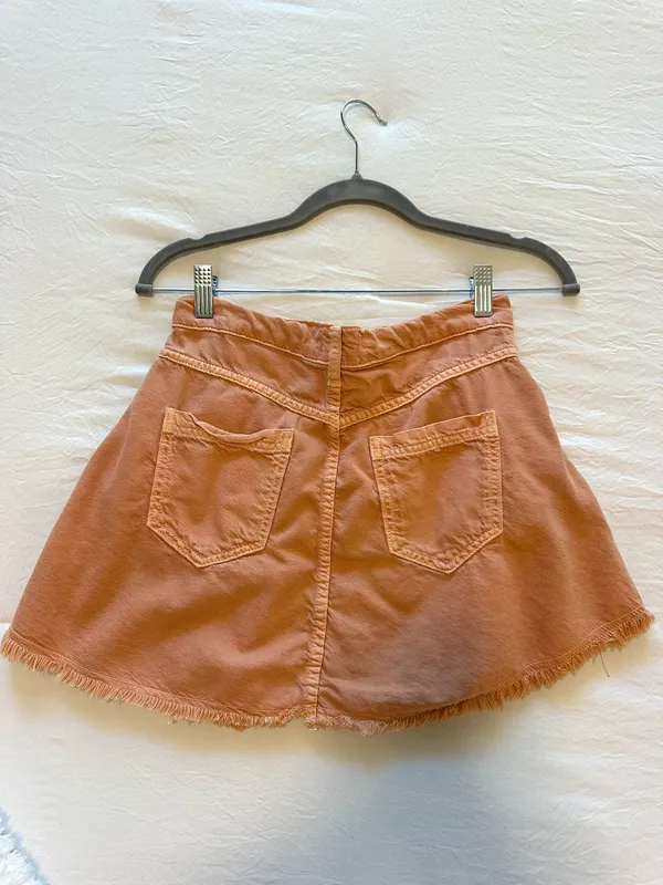 Anthropologie Orange Denim Mini Skirt - Image 4