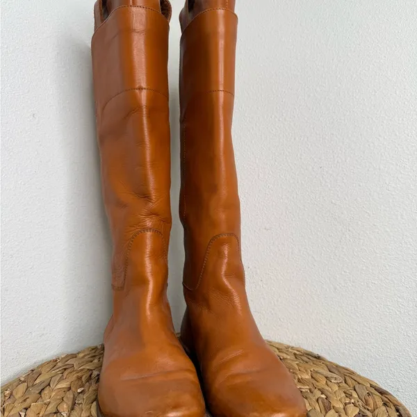 Frye Boots Tall Boot Paige Cognac Camel Leather Riding Brown 6.5 - Image 3
