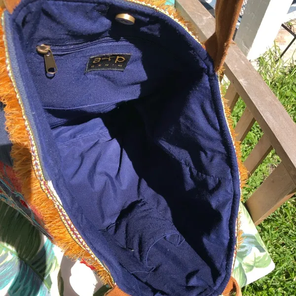 Large A & P Denim Carryall Tote - Image 10