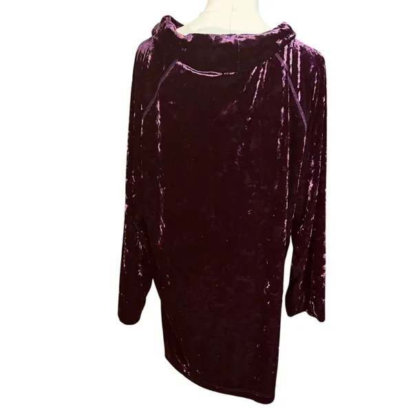 Cabernet Velvet Cowl Neck Top Tunic Burgundy SZ Large Boho Chic Cottage Holiday - Image 6