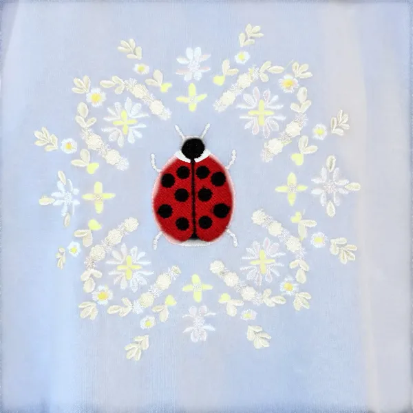 Heritage Charm Vintage-Inspired Ladybug Floral Embroidered Sweatshirt - Image 2