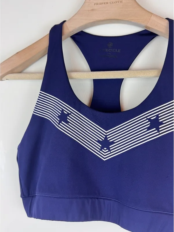 SoulCycle Stars & Stripes Navy White Racerback Sports Bra Women’s M Activewear - Image 4