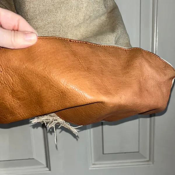 Free People Cream and Brown Hobo Bag - Image 6