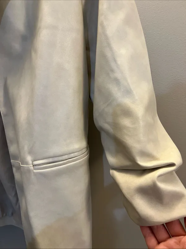 bagatelle Cream Vegan Leather Blazer Jacket - Image 8
