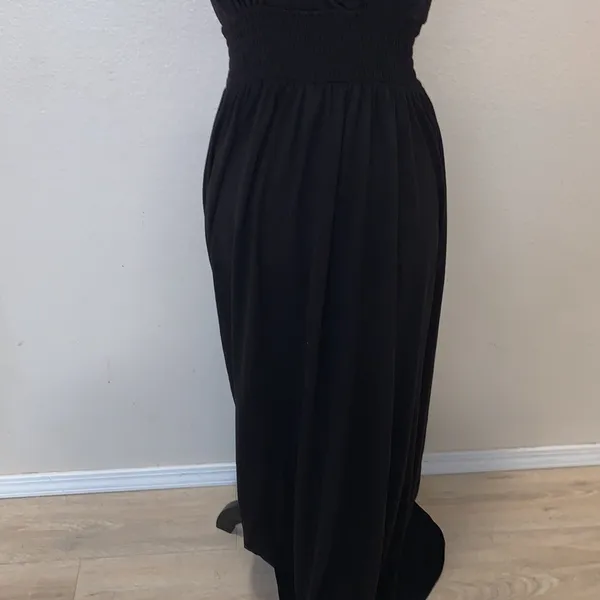 My Michelle black maxi sleeveless beige lace straps evening dress - Image 3