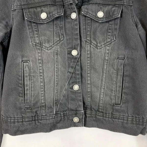 Free People Women Denim Jacket XS Black Grunge‎ Indie Rock Trucker Western Urban - Image 3