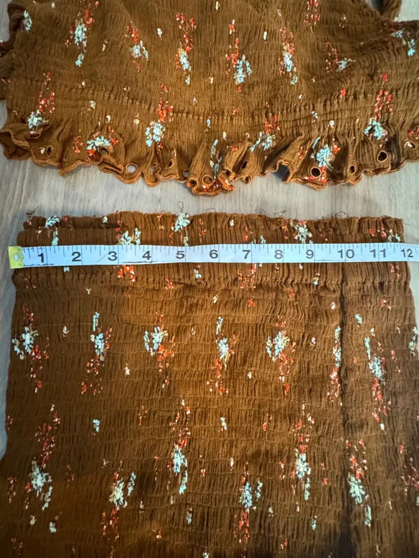 Free People Miss Louise Set Smocked Rust Floral Sz XS - Image 10