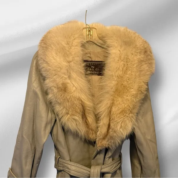 Vintage 24 K Leather By Dan‎ Di Modes Leather Coat with Real Fur Collar - Image 2
