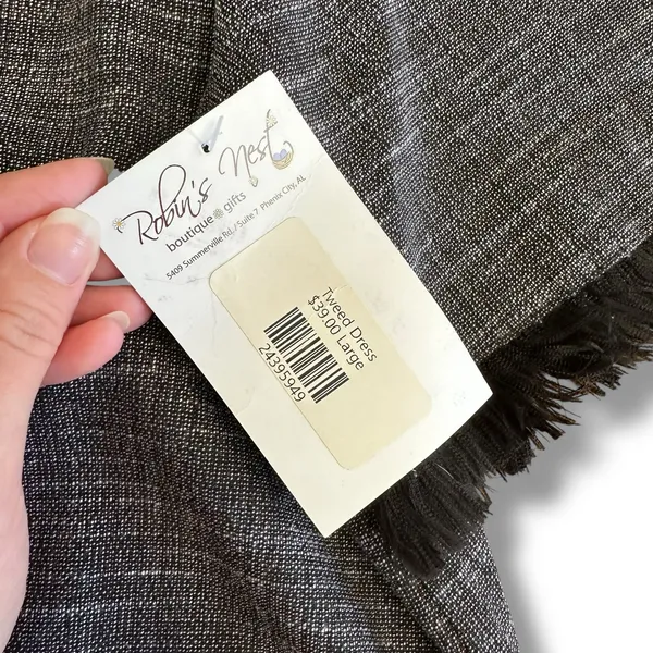 Doe & Rae Tweed‎ Shift Dress Black Gray L NWT Workwear Parisian Chic Capsule - Image 4