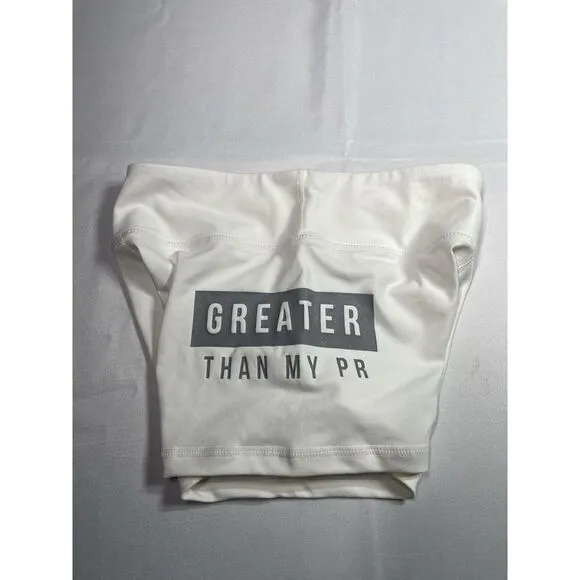 Greater‎ Than My PR Workout Performance Stretch Shorts Cream 23" Waist - Image 5