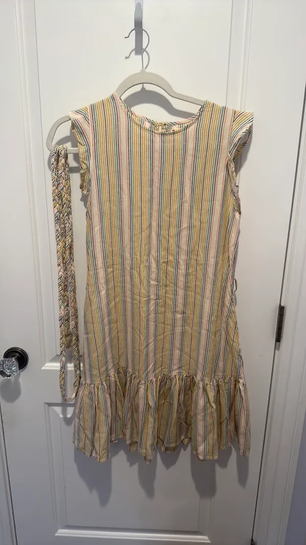 Marine Layer Yellow and Blue Striped Dress Women’s Small - Image 5