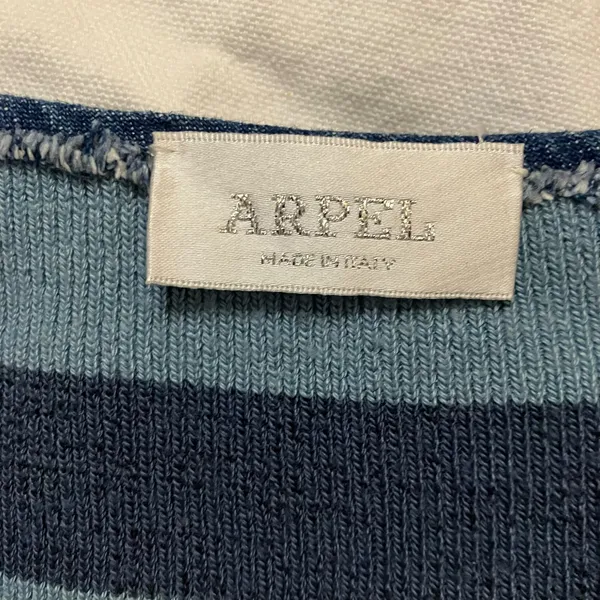 Arpel Made in Italy Women's Blue Stripped Wool Blend Rib Knit Sweater - Image 4