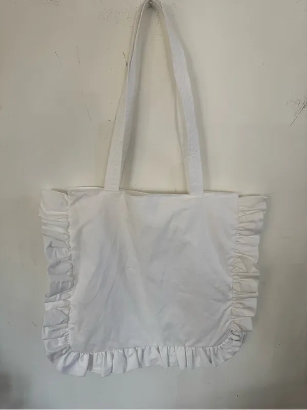 Peanuts White Ruffle Tote with Navy Snoopy and Red Lobster - Image 2