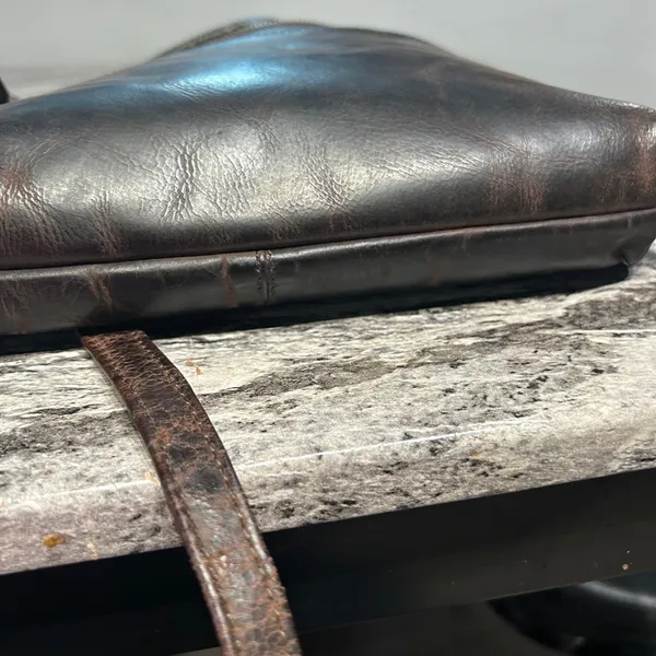 Chic Dark Brown Leather Crossbody Bag - Image 9