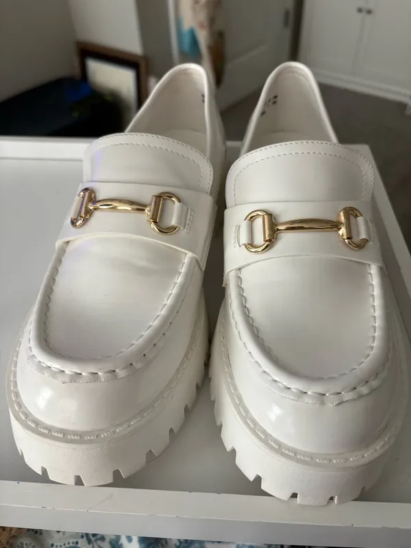 Dream Paris White Patent Chunky Loafers - Image 2