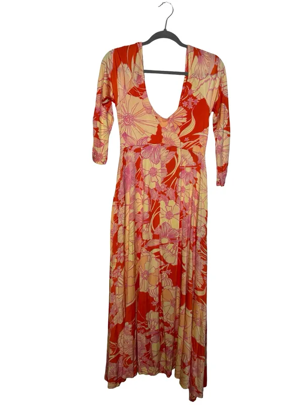 🌸 Free People First Date Maxi Dress Size S Floral Scoop Neck Boho Midi 🌸‎ - Image 2