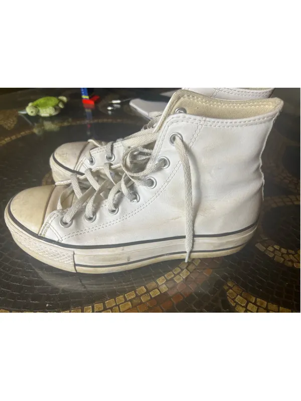 Converse Chuck Taylor All Star Leather Platform High Top Sneakers White Women’s - Image 4