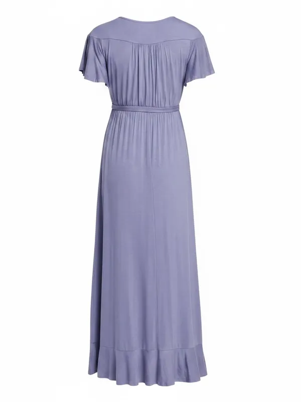 NWT Ingrid & Isabel Lavender Ruffle Flutter Sleeve Faux Wrap Maternity Dress S - Image 4